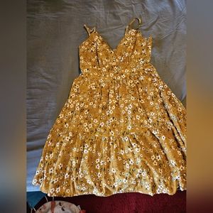 Plus Ditsy Floral Shirred Back Ruffle Hem Cami Dress